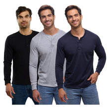 Cargar imagen en el visor de la galería, Pack 3 Playeras Premium Cuello Henley Estilo Waffle, 123-CA-3