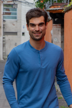 Cargar imagen en el visor de la galería, Playera Manga Larga Premium Cuello Henley Estilo Waffle, 0123-CA