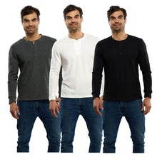 Cargar imagen en el visor de la galería, Pack 3 Playeras Premium Cuello Henley Estilo Waffle, 123-CA-3