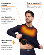 Cargar imagen en el visor de la galería, Pack 2 Playeras Térmicas Premium Hombre Algodón-Modal-Elastano, Afelpado Polar, Protección UV. MOD 1002