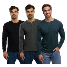 Cargar imagen en el visor de la galería, Pack 3 Playeras Premium Cuello Henley Estilo Waffle, 123-CA-3
