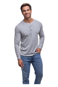 Playera Manga Larga Premium Cuello Henley Estilo Waffle, 0123-CA