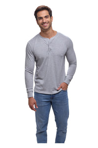 Playera Manga Larga Premium Cuello Henley Estilo Waffle, 0123-CA