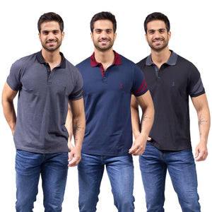 Paquete de 3 Playera Polo Premium Algodon-Licra - 407-3
