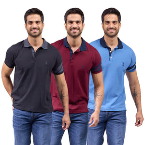 Paquete de 3 Playera Polo Premium Algodon-Licra - 407-3