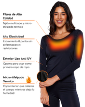 Cargar imagen en el visor de la galería, Pack 2 Playeras Térmicas Premium Dama Algodón-Modal-Elastano, Afelpado Polar, Protección UV. MOD 1007 - Alfani 
