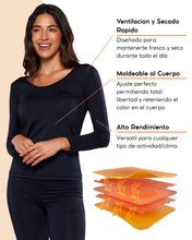 Cargar imagen en el visor de la galería, Pack 2 Playeras Térmicas Premium Dama Algodón-Modal-Elastano, Afelpado Polar, Protección UV. MOD 1007 - Alfani 
