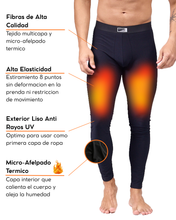 Cargar imagen en el visor de la galería, Pack 2 Pantalones Térmicos Premium Hombre Algodón-Modal-Elastano, Afelpado Polar, Protección UV. MOD 1001
