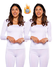 Cargar imagen en el visor de la galería, Pack 2 Playeras Térmicas Premium Dama Algodón-Modal-Elastano, Afelpado Polar, Protección UV. MOD 1007 - Alfani 
