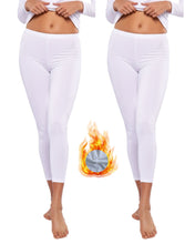 Cargar imagen en el visor de la galería, Pack 2 Pantalones Térmicos Premium Dama Algodón-Modal-Elastano, Afelpado Polar, Protección UV. MOD 1006 - Alfani 
